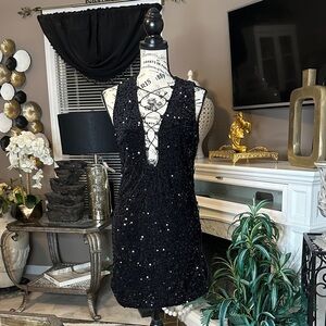 💥💥💥Fashion Nova Black Sequin Midi Dress